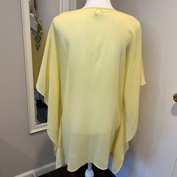 Chico's Beaded Yellow Mazie Peri Poncho, Size S/M - Picture 11 of 14